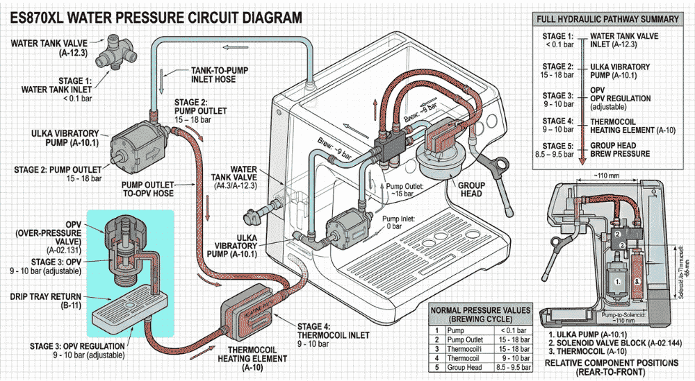 breville ES870XL water pressure circuit diagram